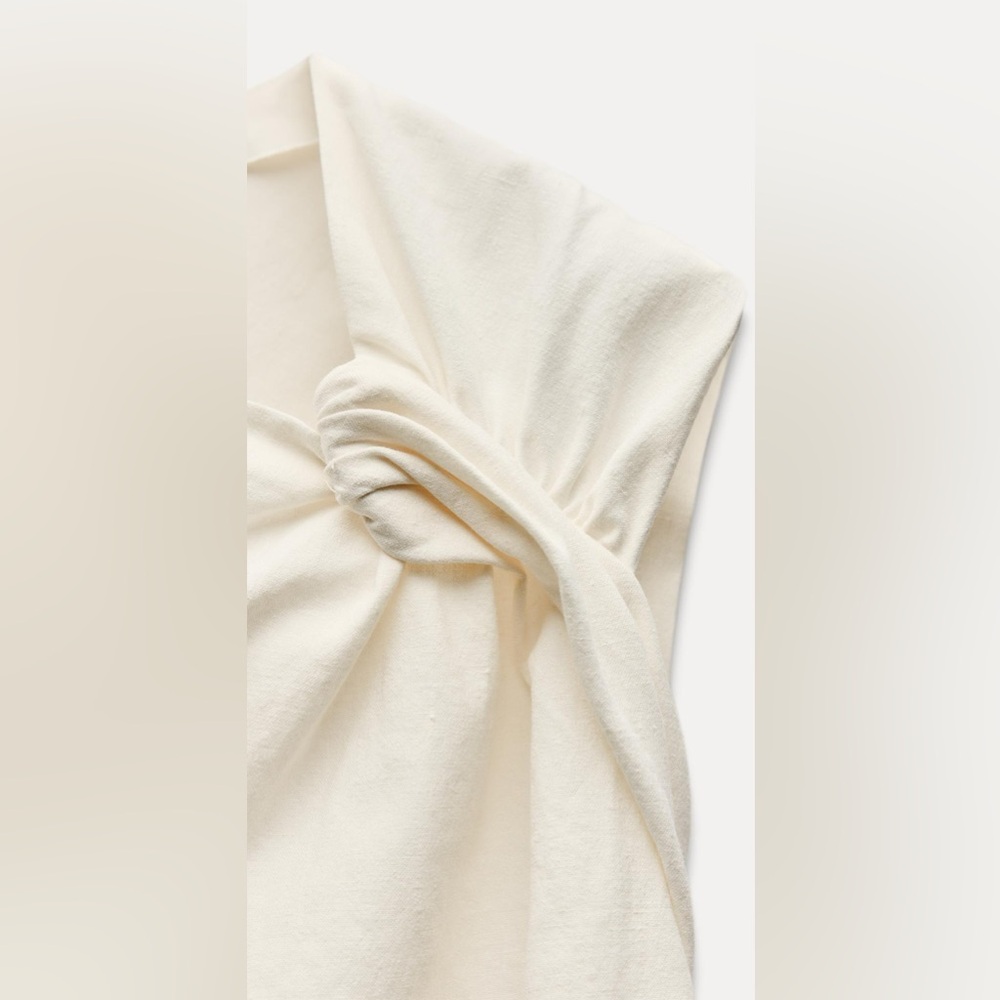 NWT ZARA LINEN BLEND KNOTTED DRESS ZW COLLECTION - Picture 9 of 12